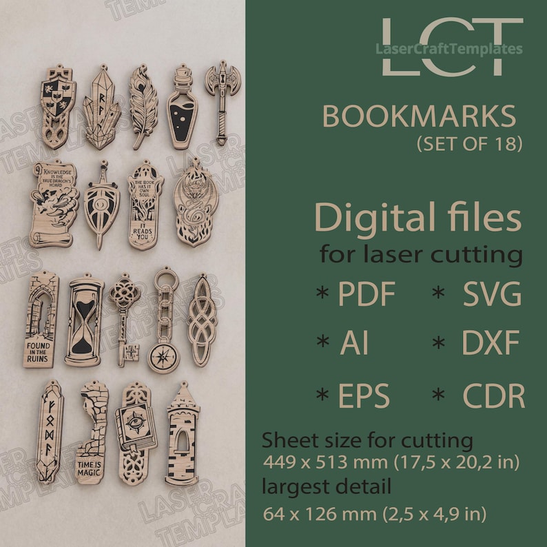 18 fantasie bladwijzer lasergesneden SVG paginamarkering lezer boek cadeau afbeelding 10