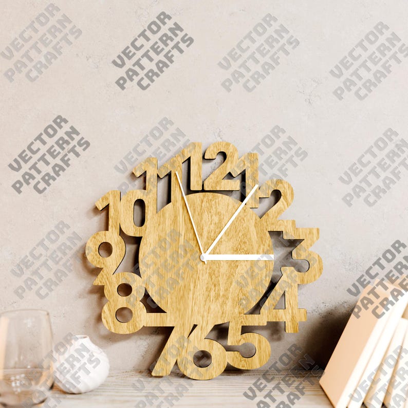 Laser Cut Numbers Wall Clock 4 Bundle Svg File Glowforge Numbers Wall ...
