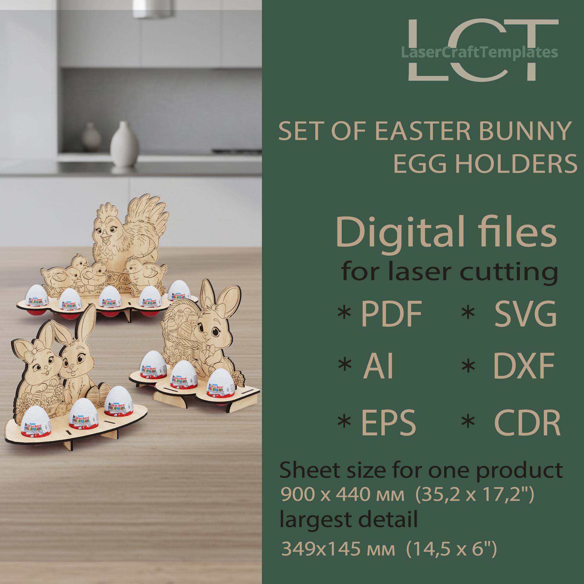 3 Easter Bunny Egg Holders Laser Cut Svg File Glowforge Easter Bunny ...