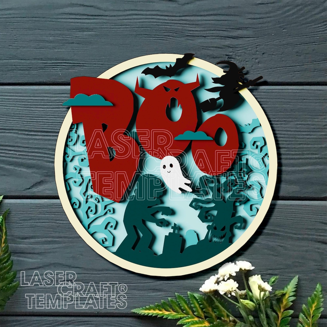 Multilayer Boo Round Door Sign Laser Cut Svg File Glowforge Halloween ...