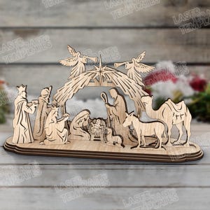 Nativity miniatures scene decoration laser cut svg file Glowforge Nativity scene laser Nativity miniatures dxf vector Christmas laser file