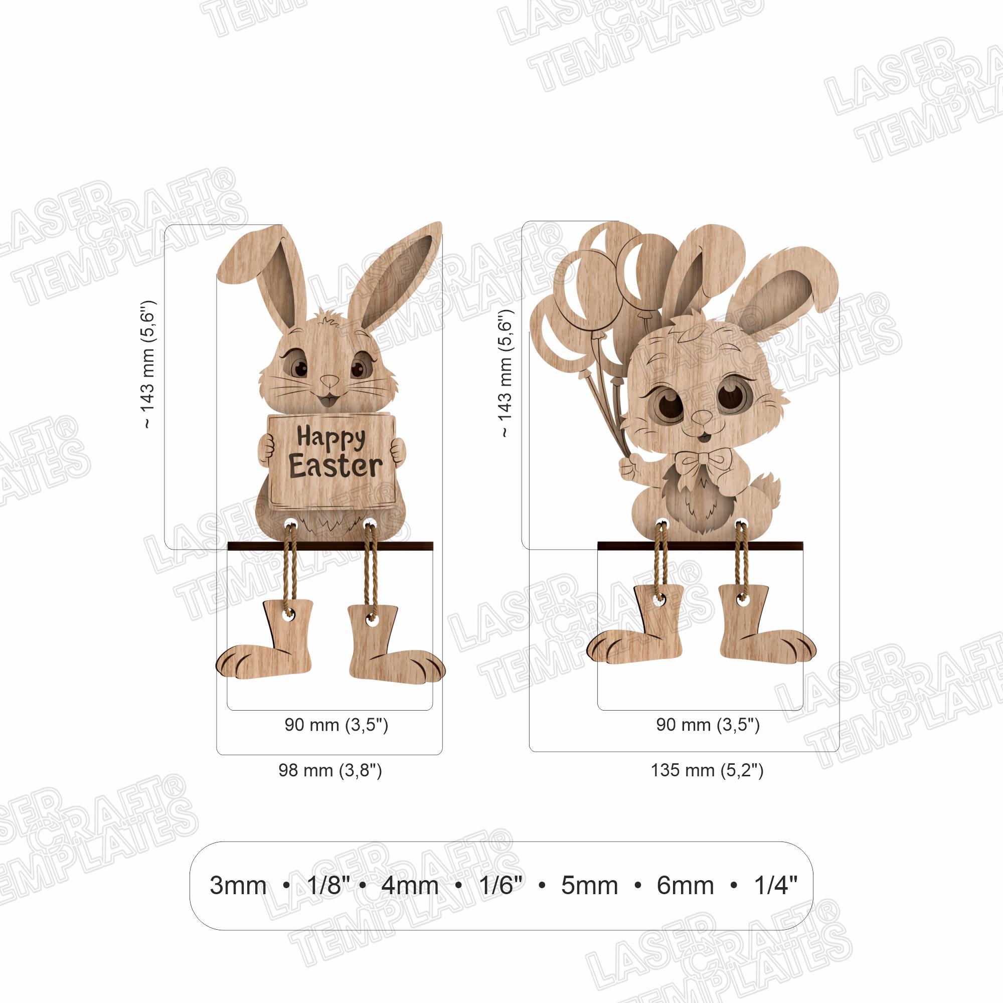 8 Easter Bunny Shelf Sitter Laser Cut SVG Dangling Leg Figurines - Etsy