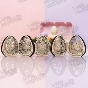 5 Multilayer Easter Egg SVG Laser Cut Standing Rabbit Decoration