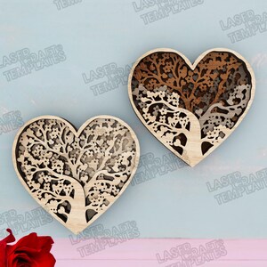 Multilayer Heart Wall Panel Laser Cut Svg File Glowforge Multilayer ...