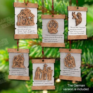 6 kerststal scroll ornament SVG lasergesneden kerst schrift brief religieus decor