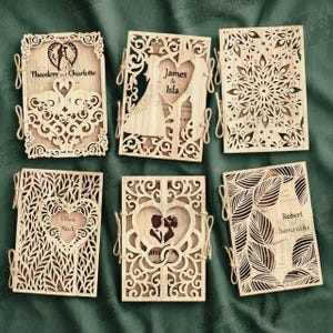 6 Wedding Invitation SVG Laser Cut Couple Love Lace Elegant Card