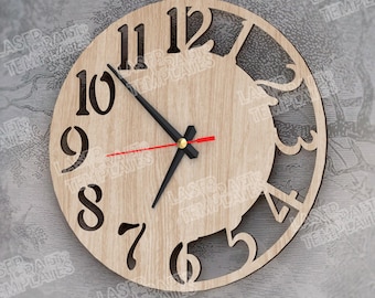 Wandklok met ronde cijfers SVG lasergesneden houten rustiek huisdecor