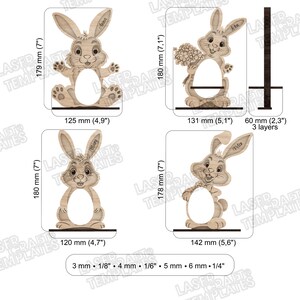 Easter bunny 4 egg holders laser cut svg file Glowforge Easter bunny egg holder stand svg template Standing Easter Bunny dxf Easter lasercut image 2