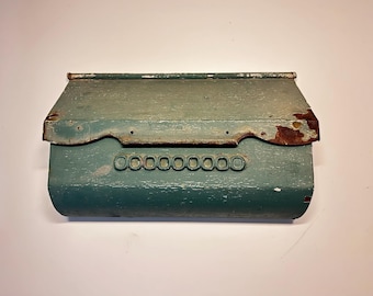 Vintage Green Metal Wall Mount Mailbox