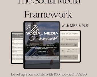 Social Media Content Guide with MRR & PLR | 100 Hooks | 100 CTA’s | 90 Days of Content Ideas | Stop the Scroll | Ebook | Digital Download