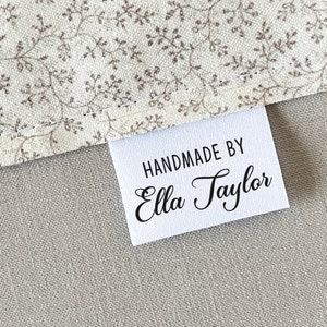 Fabric sewing tags, 25x labels, 1.25&quot;x1&quot; fold-over, cotton label, personalize with text, customize label, clothing tag, name tag, uncut
