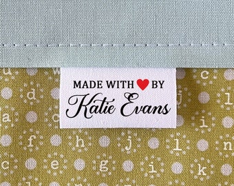 Fabric sewing tags, 20x labels, 1.5"x1" fold-over, cotton label, personalize with text, customize label, clothing tag, name tag, uncut