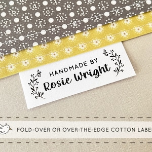 Fabric labels, 20 or 30, fold-over, to personalize with your text, sewing, clothing, name tag, customize, uncut by Lilla Lotta
