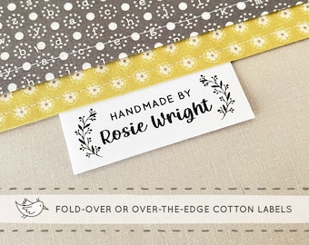 Fabric labels, 20 or 30, fold-over, to personalize with your text, sewing, clothing, name tag, customize, uncut by Lilla Lotta