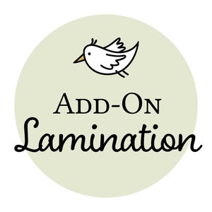 Könnte beinhalten: Ein grüner Kreis mit einem weißen Vogel und dem Text "ADD-ON Lamination" in Schwarz.