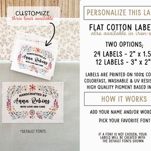 Cotton label, 24 or 12 flat labels, Personalized tag, clothing labels, fabric tag, sewing labels, printed labels, quilt tag, uncut image 2