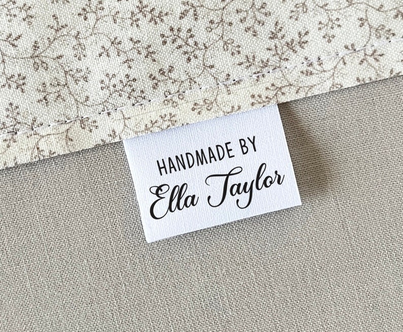 Fabric sewing tags, 25x labels, 1.25x1 fold-over, cotton label, personalize with text, customize label, clothing tag, name tag, uncut image 1