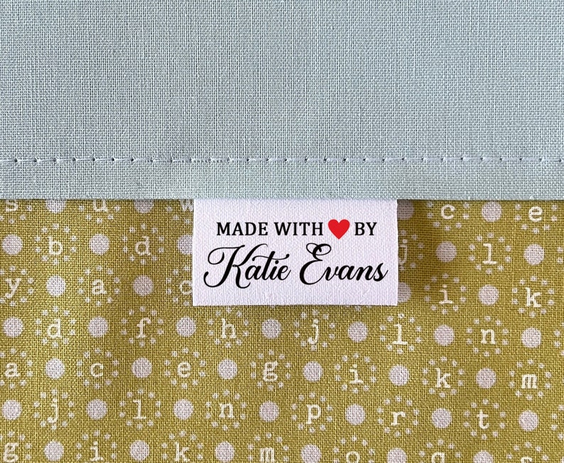 Fabric sewing tags, 20x labels, 1.5x1 fold-over, cotton label, personalize with text, customize label, clothing tag, name tag, uncut image 1