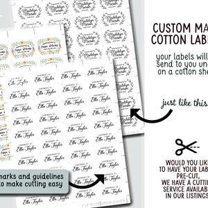 Flat labels, Iron On, Sew on Labels, Cotton, With Logo or Text, Sewing Label, tags for Knitting, gift tags, un cut, handmade, sewing on image 6