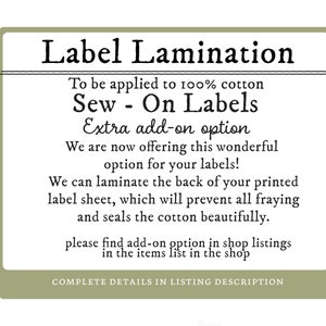 Etiquette en tissu en coton, 32 ou 12 étiquettes plates, thermocollante, à coudre, étiquette personnalisée, étiquette de vêtement, étiquette de tissu, étiquette de couture, étiquette imprimée, non coupée image 8