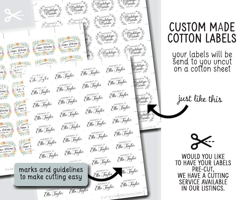 Fabric labels, 16x labels, fold-over, to personalize with your text, sewing, clothing, name tag, customize, uncut by Lilla Lotta image 8