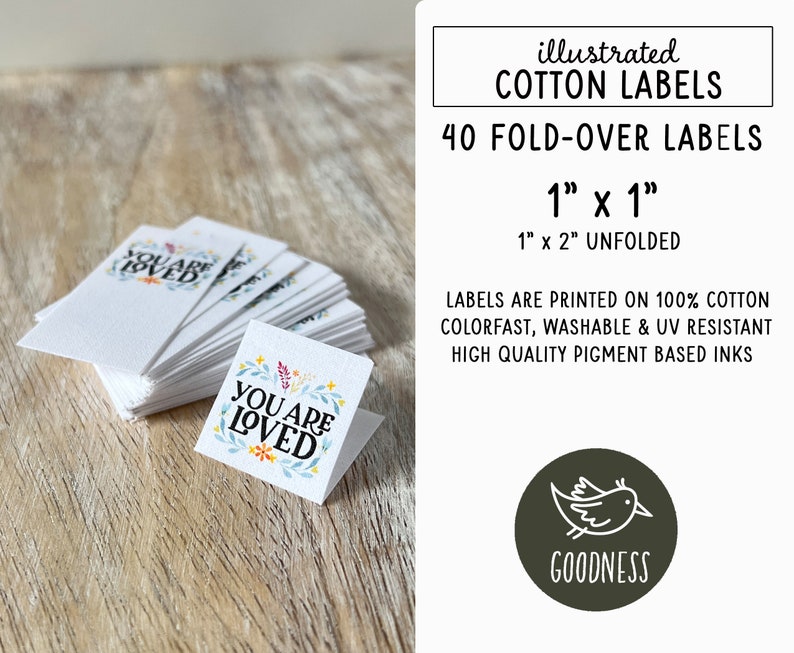 Over Labels Fabric Label, 40 Fold Over, Sewing Label, Sew in Clothing Tag, Cotton ...