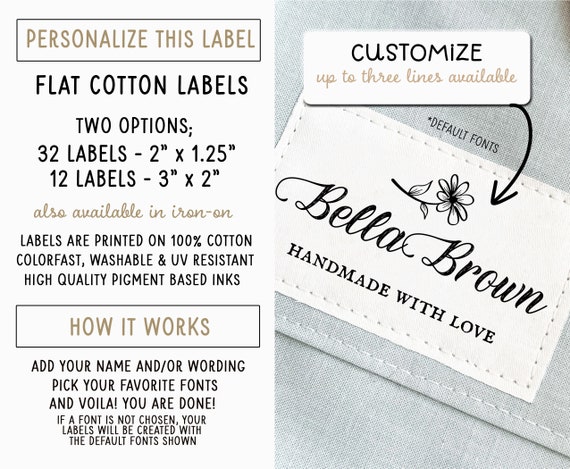 Name Labels, Clothing Labels, Name Labels TEXT Only Labels natural