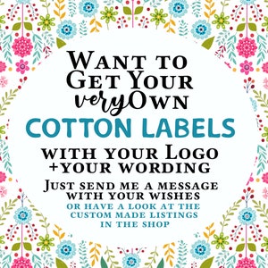 Flat labels, Iron On, Sew on Labels, Cotton, With Logo or Text, Sewing Label, tags for Knitting, gift tags, un cut, handmade, sewing on image 9