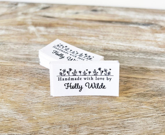 Fabric sewing labels, 40x sew-on, or 16x,fold-over, iron-on, cotton, to personalize, customize, blanket tag, quilt label, name tag, uncut
