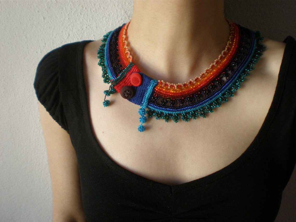 Allure Beaded Necklace Orange Red Purple Emerald Green   Etsy