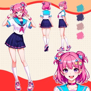 Reference sheet, character sheet commission, Anime, Character art, vtuber model, Custom character sheet, Furry Character sheet, Oc art