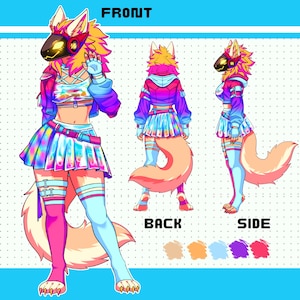 Reference sheet, character sheet commission, Anime, Character art, vtuber model, Custom character sheet, Furry Character sheet, Oc art