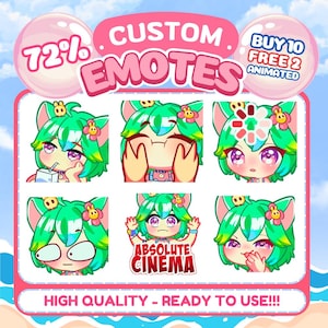 Emotes personalizados para Twitch, Emote animado, Emote de Twitch para streamer, Emotes chibi, Emote para Discord, Kick, Emotes de primavera