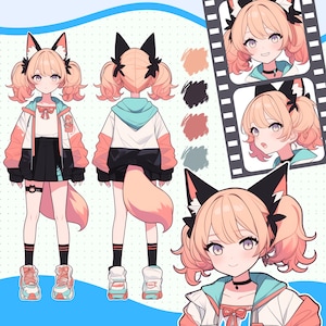 Custom Character Sheet Commission | Character Sheet, Character Reference Sheet, Vtuber Character Sheet, Model Vtuber, Furry Character Sheet