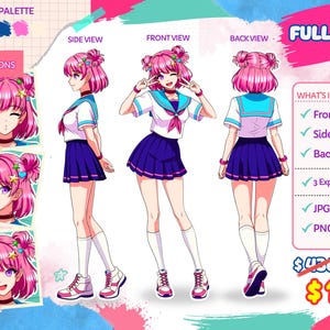 Hoja de referencia, Comisión de hoja de personaje, Anime, Arte de personaje, Hoja de personaje personalizada, Personaje personalizado