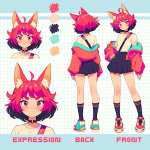 Folha de referência, Comissão de ficha de personagem, Anime, Arte de personagem, Ficha de personagem personalizada, Personagem personalizado