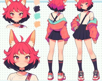 Reference sheet, character sheet commission, Anime, Character art, Custom character sheet, custom character, Furry Character sheet, Oc art