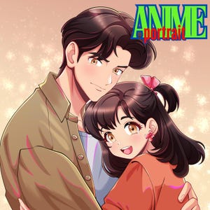 CUSTOM ANIME PORTRAIT, Anime paar Porträt, Anime Art, druckbare Wandkunst, Geschenk für Anime-Fans, Anime vom Foto, Familien Porträt, Anime