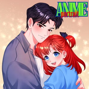 Anime Couple Drawing, Custom Anime Portrait Couple, anime commission, couple gift, custom anime, halloween gift, anniversary gifts