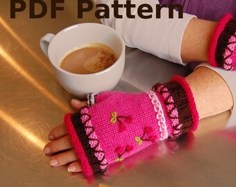 Cupcake Fingerless Mitts - pattern for adult size