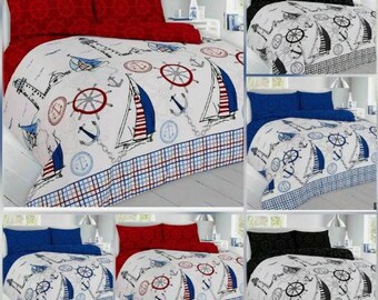 Duvet Cover Set Jake Sailor Coastal Ship Reversible Quilt Cover Bedding Set