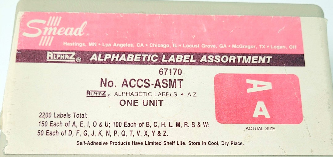 Buy Smead ACCS-ASMT Color-coded Name Label, A-Z, Label Sheet, Assorted ...