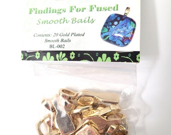 New 20 Gold Plated Smooth Bail Findings for Jewelry Making Fused Glass, Wood, Ceramic