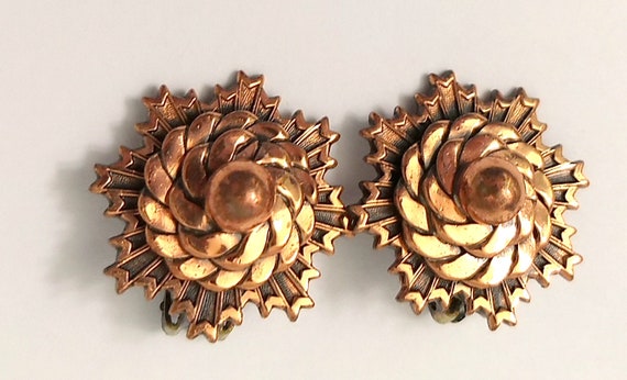 Demi Parure Set of Copper Earrings Necklace Brass… - image 4