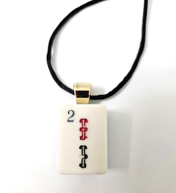 Vintage Number 2 White Bakelite Tile Pendant Neck… - image 1