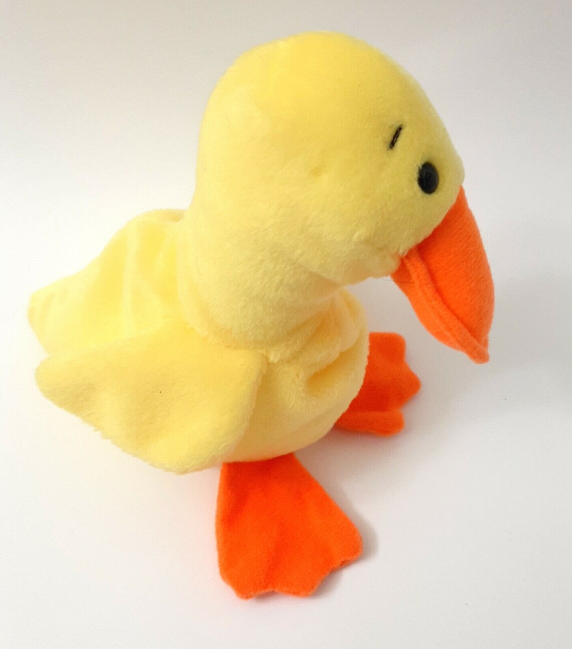1994 Quackers the Yellow Duck Beanie Baby PE Pellets Orange Beak Feet