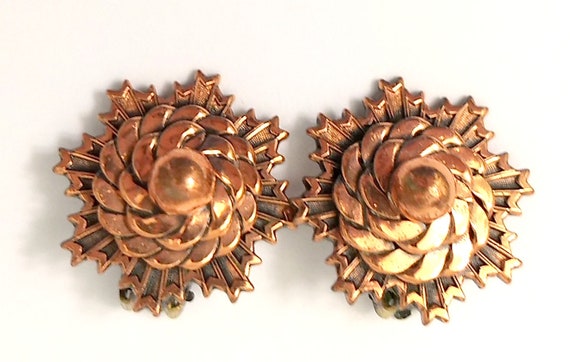 Demi Parure Set of Copper Earrings Necklace Brass… - image 3