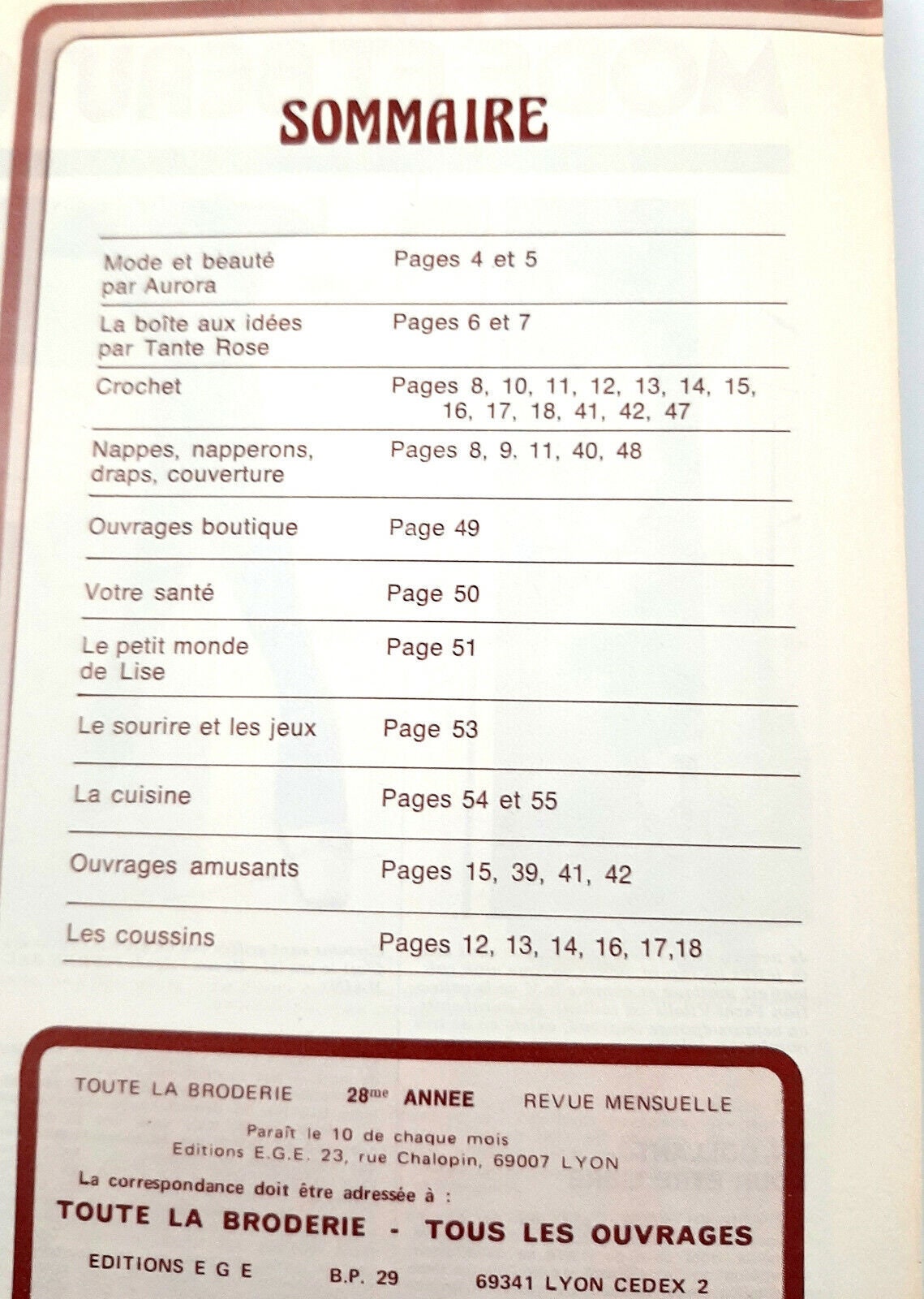 Ancien Album Toute La Broderie N° Spécial 122 – France, 1964