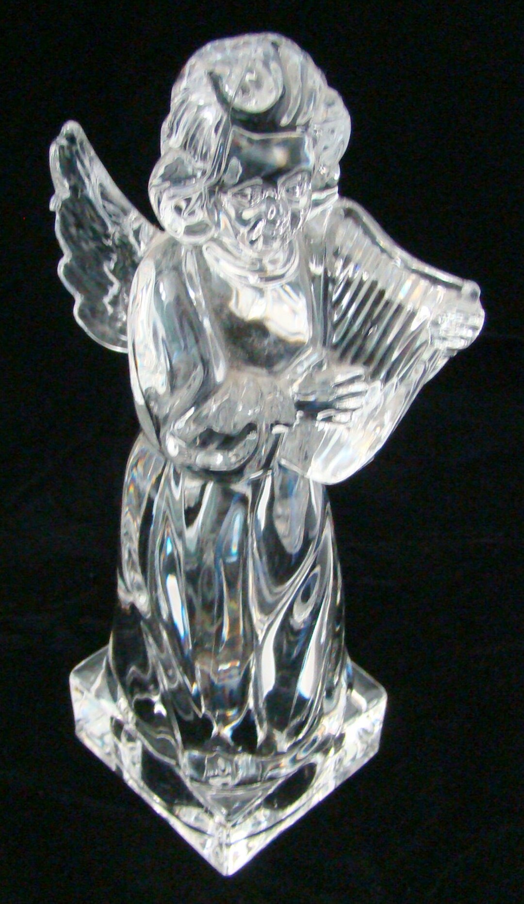 Mikasa Crystal Clear Glass Angel Playing Harp Herald - Etsy