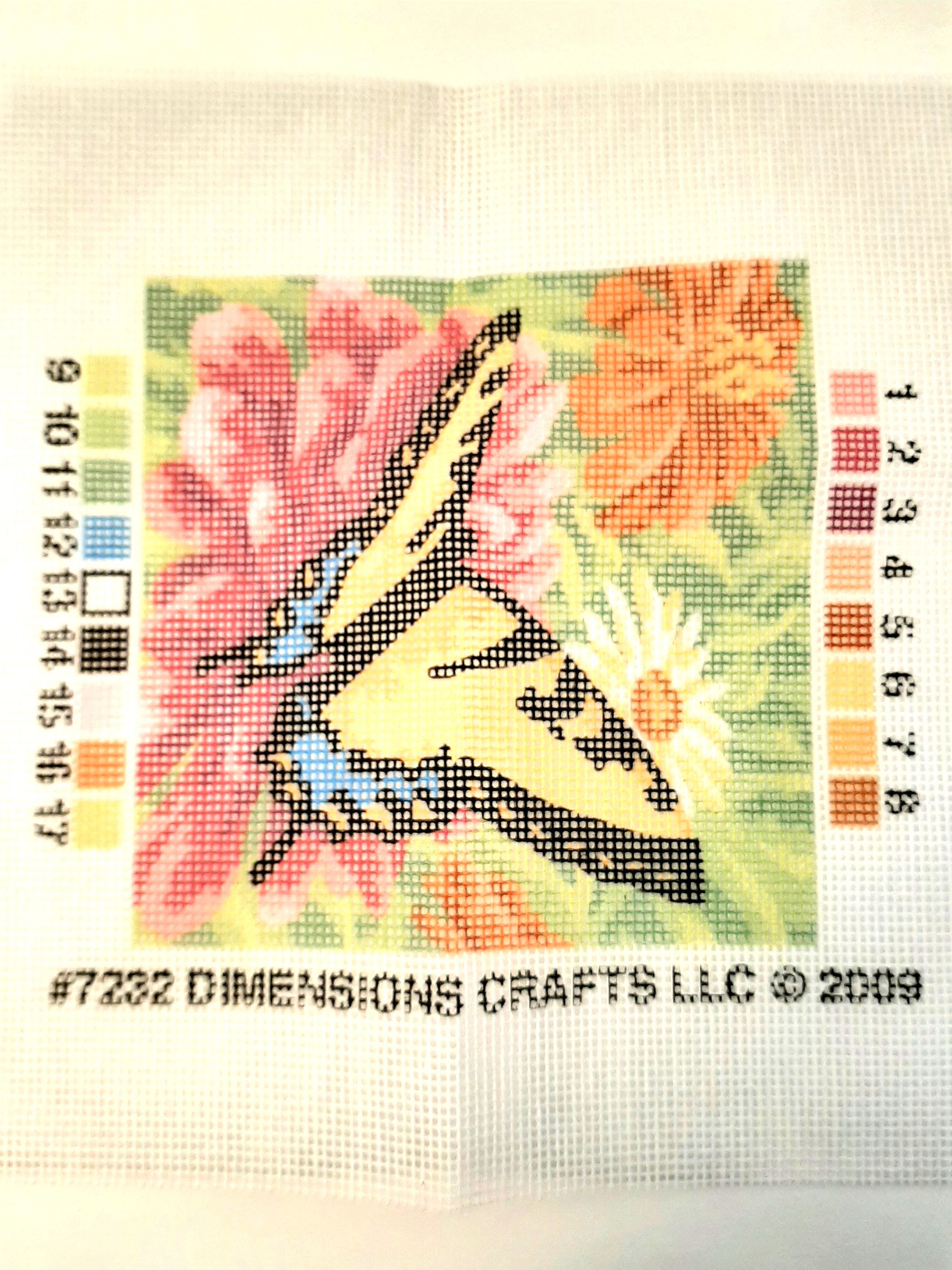 Dimensions Mini Needlepoint Kit 5X5-Butterfly On Zinnia Stitched On Floss